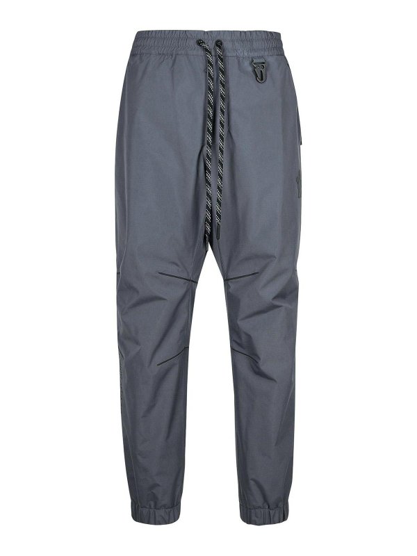 MONCLER: pantaloni sport - Pantaloni in poliestere grigio jogger