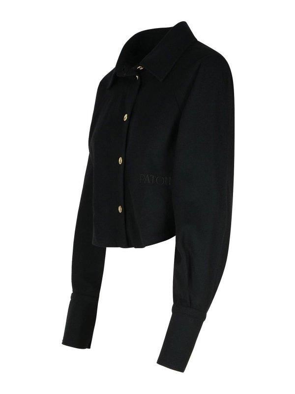 The Best Shops PATOU: shirts - Black Virgin Wool Blend Shirt