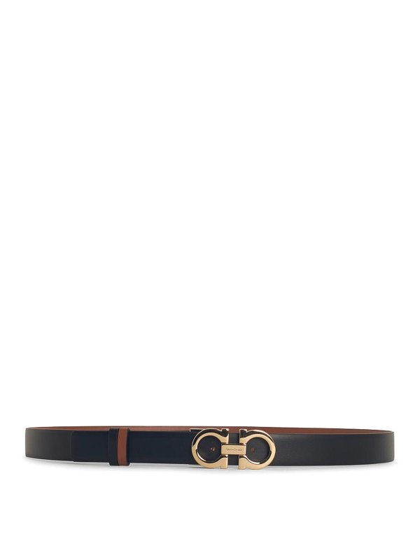 FERRAGAMO: belts - Low Black Leather Belt