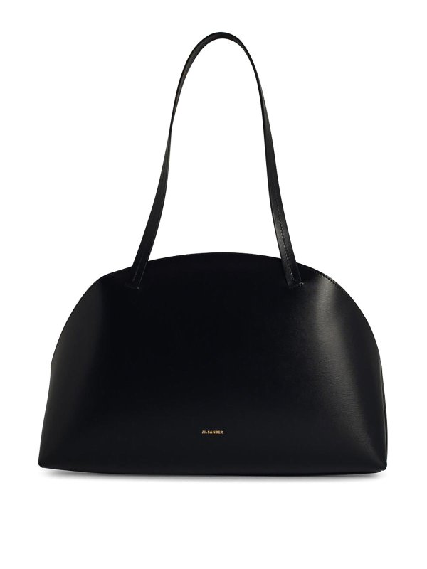 JIL SANDER: cross body bags - Curve Medium Black Leather Crossbody Bag