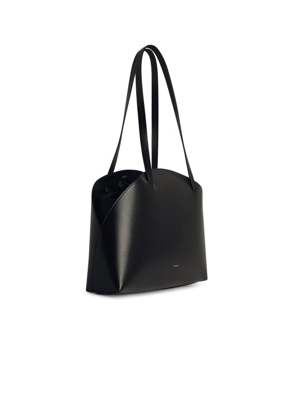 JIL SANDER: cross body bags online - Curve Medium Black Leather Crossbody Bag