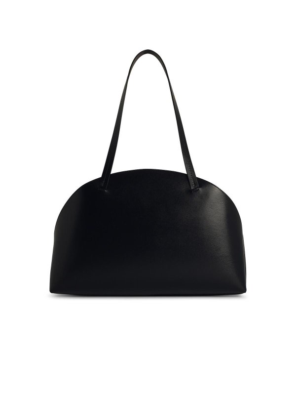 The Best Shops JIL SANDER: cross body bags - Curve Medium Black Leather Crossbody Bag