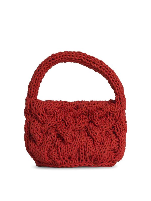 J.W. ANDERSON: cross body bags - Knit Orange Leather Bag