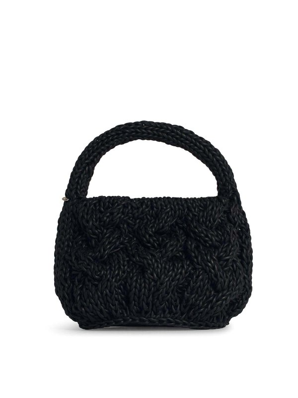 J.W. ANDERSON: cross body bags - Knit Black Leather Bag