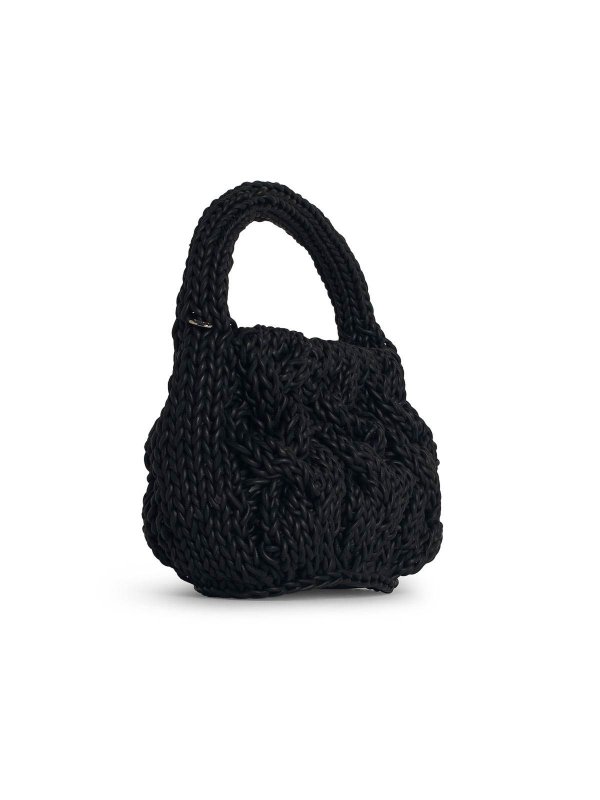 J.W. ANDERSON: cross body bags online - Knit Black Leather Bag