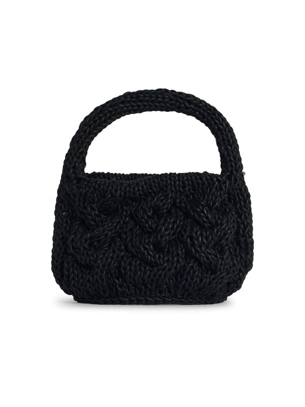 The Best Shops J.W. ANDERSON: cross body bags - Knit Black Leather Bag