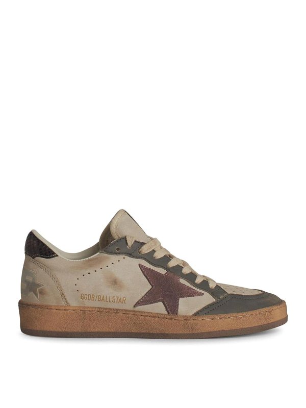 GOLDEN GOOSE: trainers - Ball Star Beige Leather Sneakers