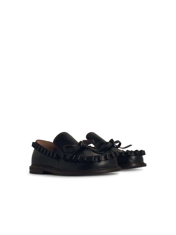 J.W. ANDERSON: Loafers & Slippers online - Ruffle Black Leather Loafers