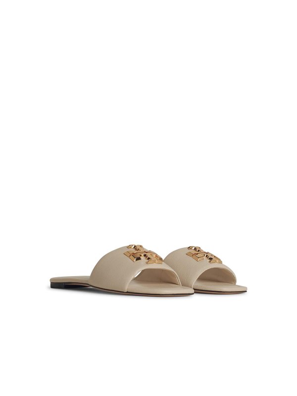 TORY BURCH: Loafers & Slippers online - Eleanor Cream Leather Slippers