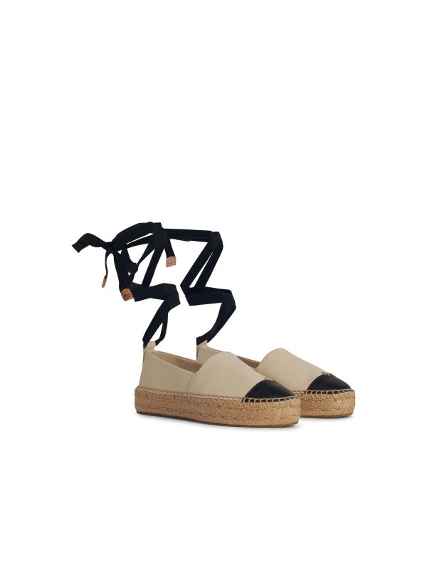 TORY BURCH: espadrilles online - Cap-Toe Cream Leather Espadrilles