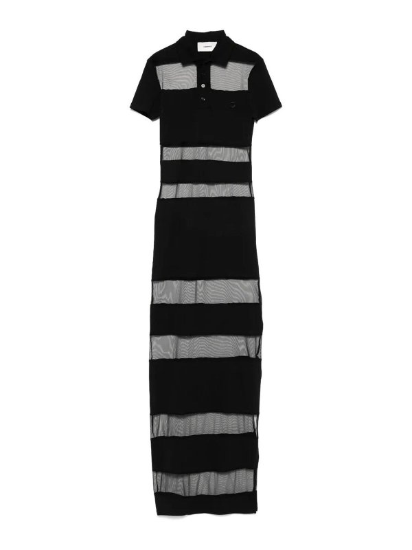 COPERNI: knee length dresses - Striped Sheer Polo Dress