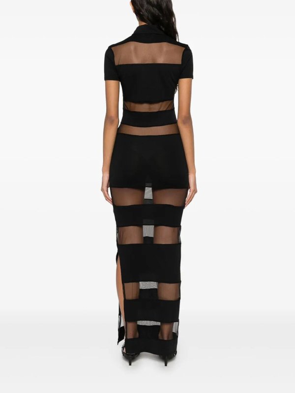 COPERNI: knee length dresses online - Striped Sheer Polo Dress