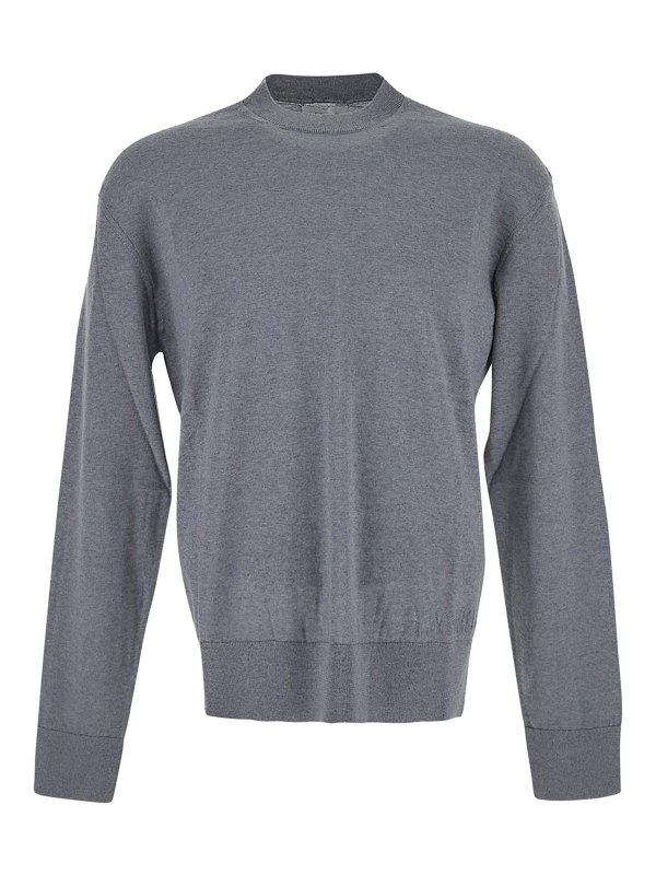 LANEUS: Suéteres con cuello pico - Suéter Cuello Redondo - Gris