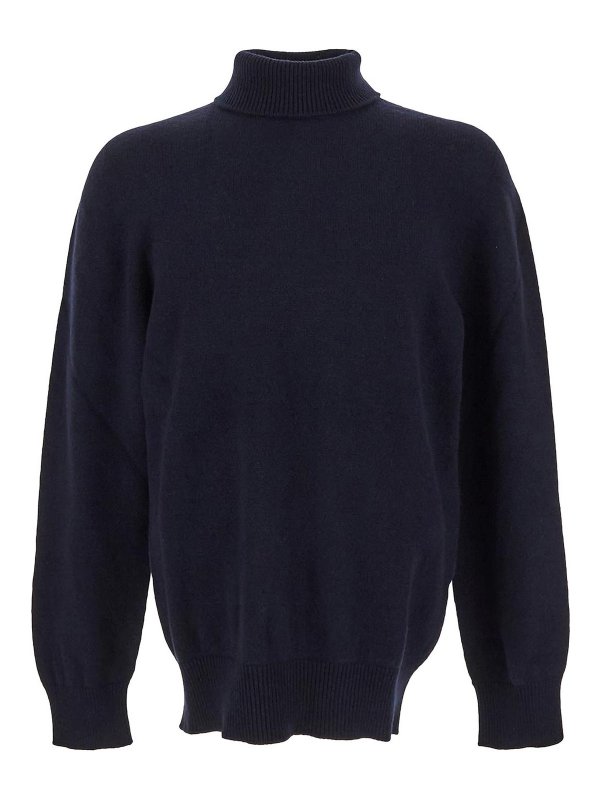 LANEUS: Strickpullover mit Rundhalsausschnitt - Rundhalspullover - Blau