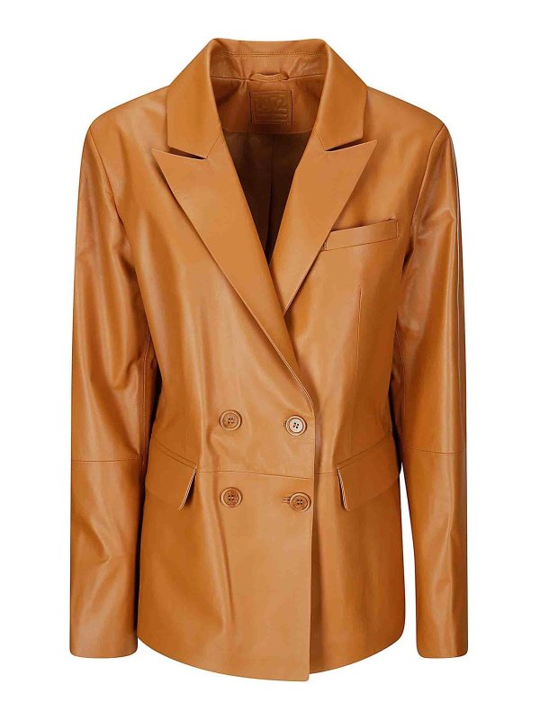 DESA 1972: blazers - Leather Double-Breasted Blazer