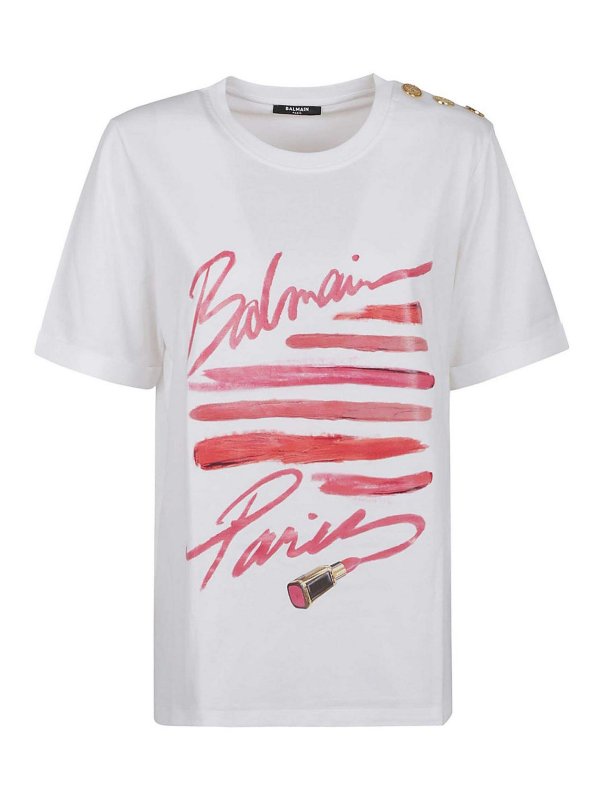 Balmain: t-shirts - Print T-Shirt