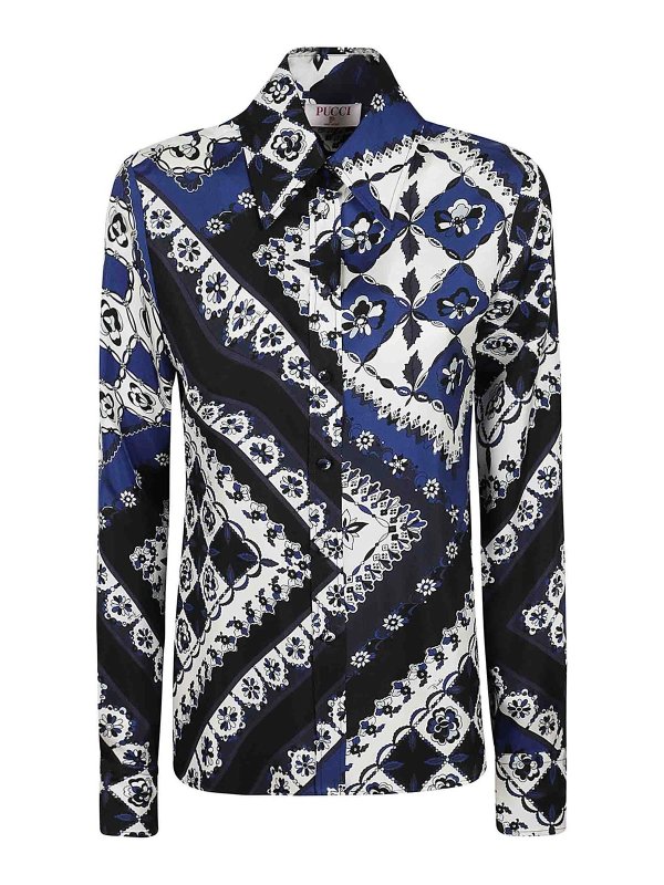 EMILIO PUCCI: Camisas - Camisa - Azul Oscuro