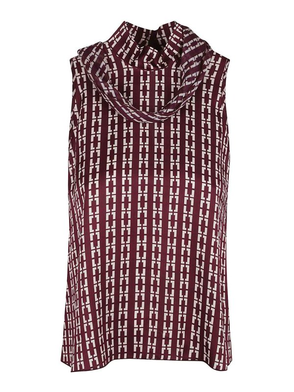 FORTE FORTE: Tops & Tank tops - Chaonette Print Ecoviscose Satin Top