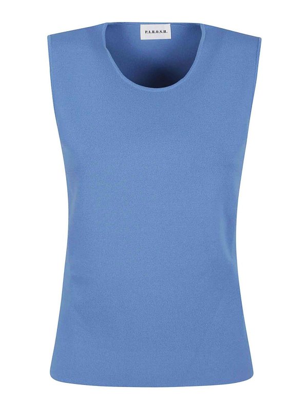 P.A.R.O.S.H.: Tops y camisetas sin mangas - Top - Azul