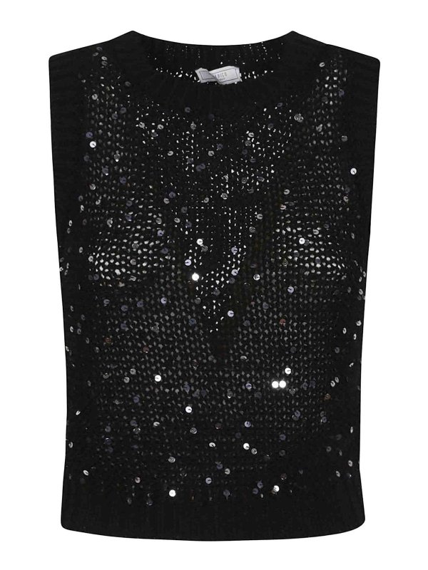 PESERICO: Tops y camisetas sin mangas - Top - Negro