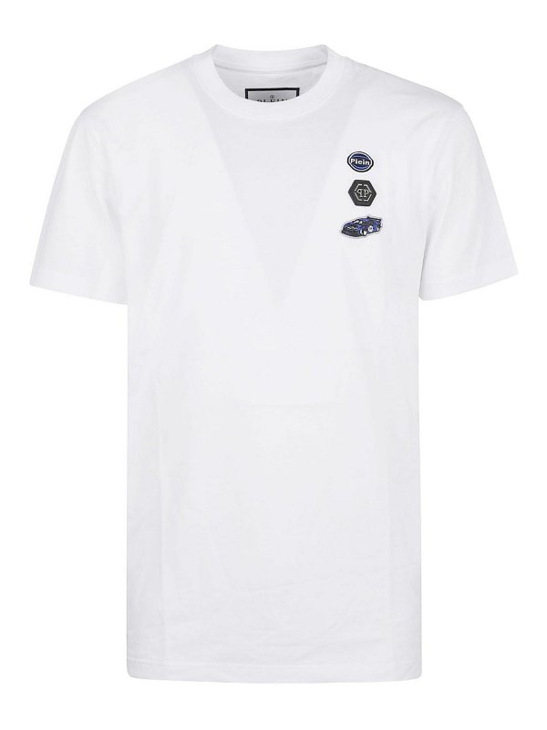 PHILIPP PLEIN: t-shirts - Jersey T-Shirt Round Neck Ss Cars Racing