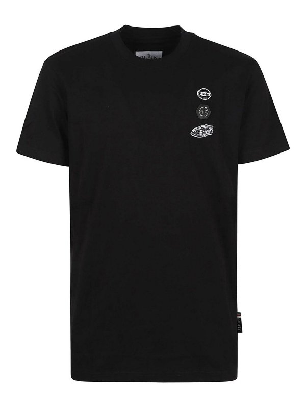PHILIPP PLEIN: t-shirts - Jersey T-Shirt Round Neck Ss Cars Racing