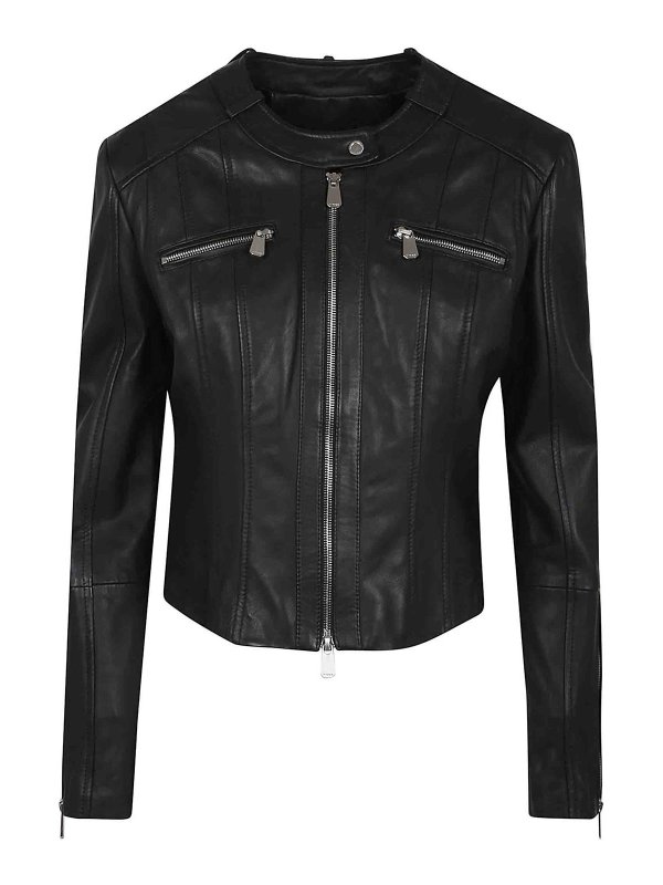 ジャケット PINKO Woman Jacket Black 104914A2HT Z99 Pinko Leather jacket - Black - Women | 104914A2HTZ99 | thebs.com
