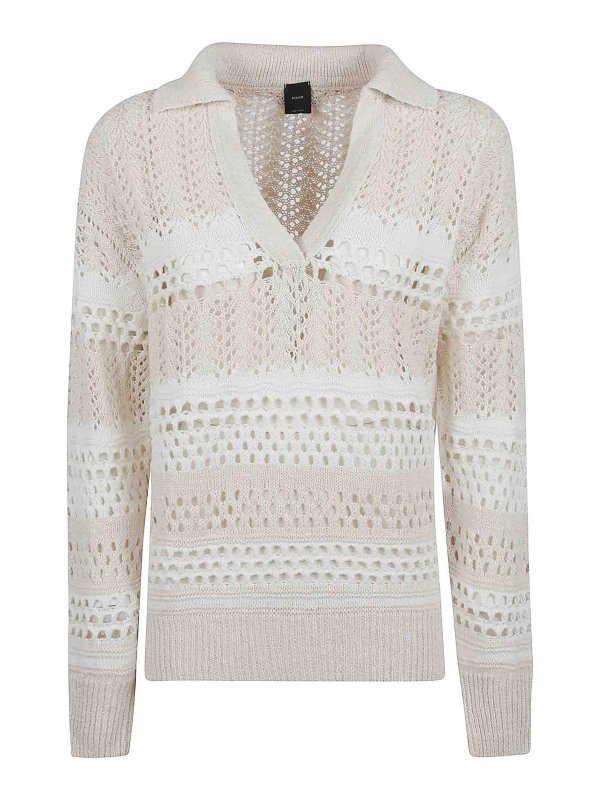 Pinko: U-Boot-Ausschnitt - U-Boot-Pullover - Weiß