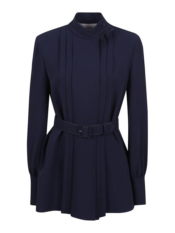 VALENTINO GARAVANI: shirts - Dark blue silk shirt