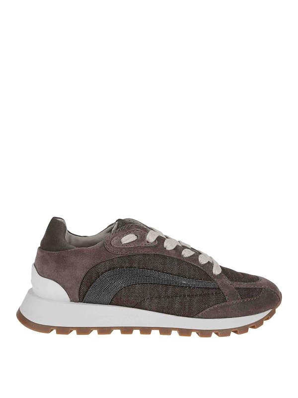 BRUNELLO CUCINELLI: Chaussures de sport - Baskets - Argent