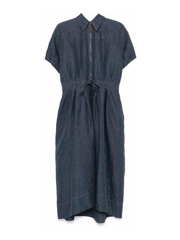BRUNELLO CUCINELLI: ニーレングスドレス - 膝丈ドレス - ブルー