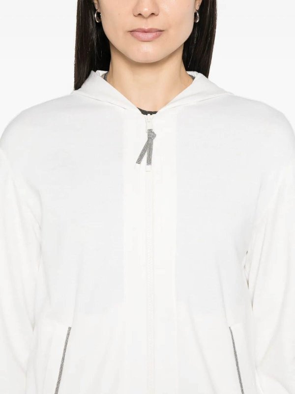 Hooded Sweatshirt With PreciousZipper Pull shop online: BRUNELLO CUCINELLI