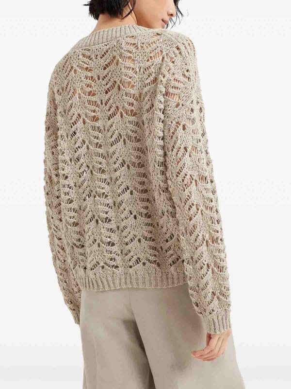 The Best Shops BRUNELLO CUCINELLI: Strickpullover mit V-Ausschnitt - V-Pullover - Beige