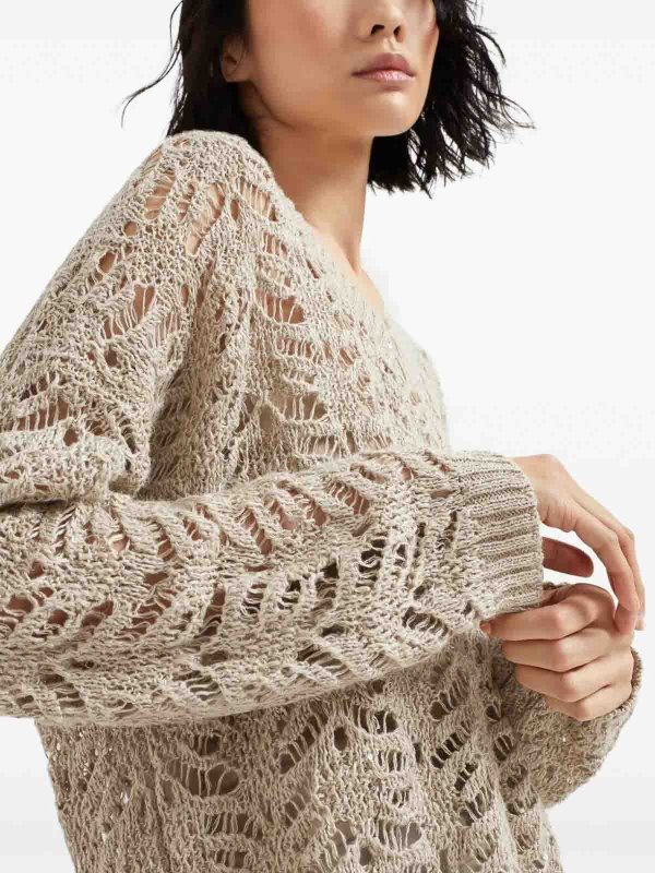 V-Pullover - Beige shop online: BRUNELLO CUCINELLI