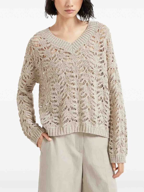 BRUNELLO CUCINELLI buy online V-Pullover - Beige