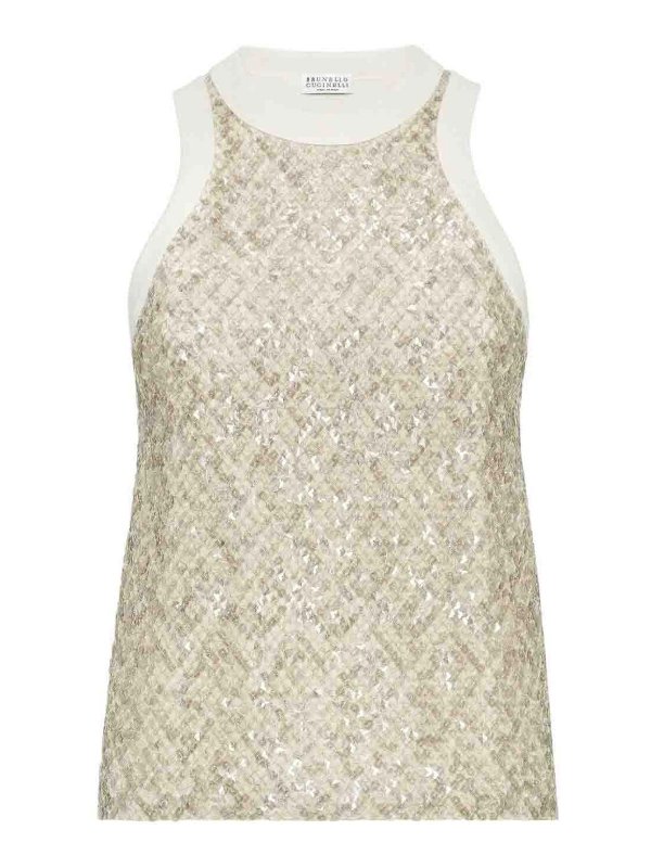 BRUNELLO CUCINELLI: Tops y camisetas sin mangas - Top - Blanco