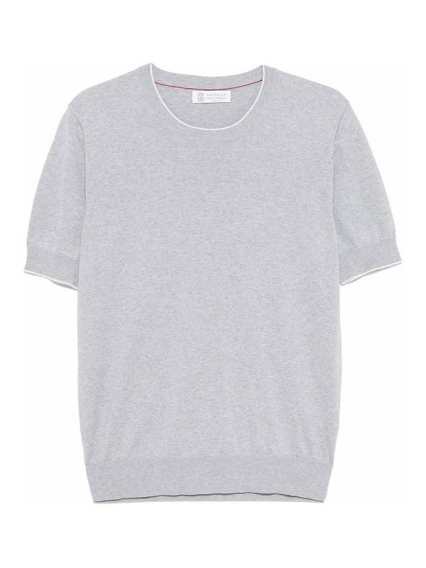 BRUNELLO CUCINELLI: Suéteres con cuello pico - Suéter Cuello Redondo - Gris