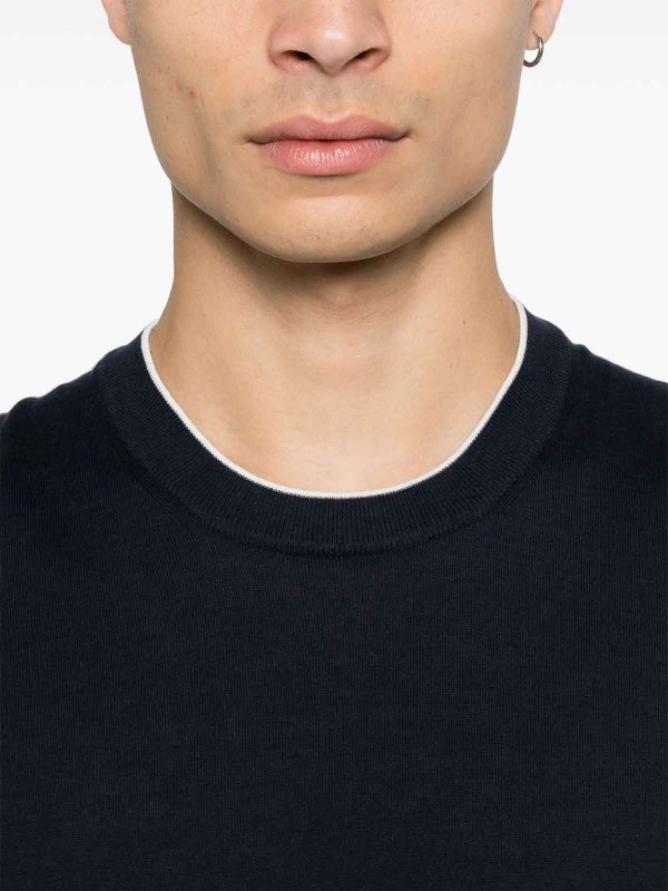 クルーネック - ブルー shop online: BRUNELLO CUCINELLI