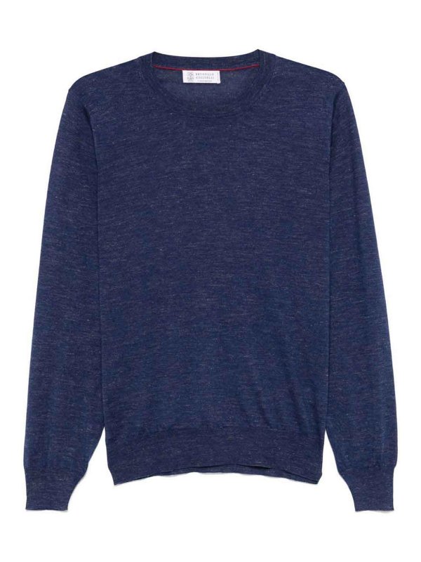 BRUNELLO CUCINELLI: Suéteres con cuello pico - Suéter Cuello Redondo - Azul