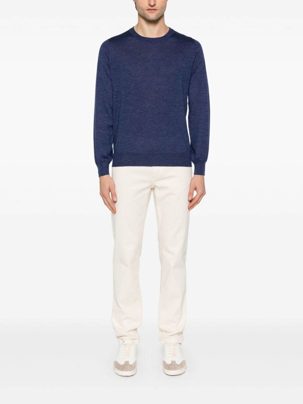 BRUNELLO CUCINELLI: Suéteres con cuello pico online - Suéter Cuello Redondo - Azul