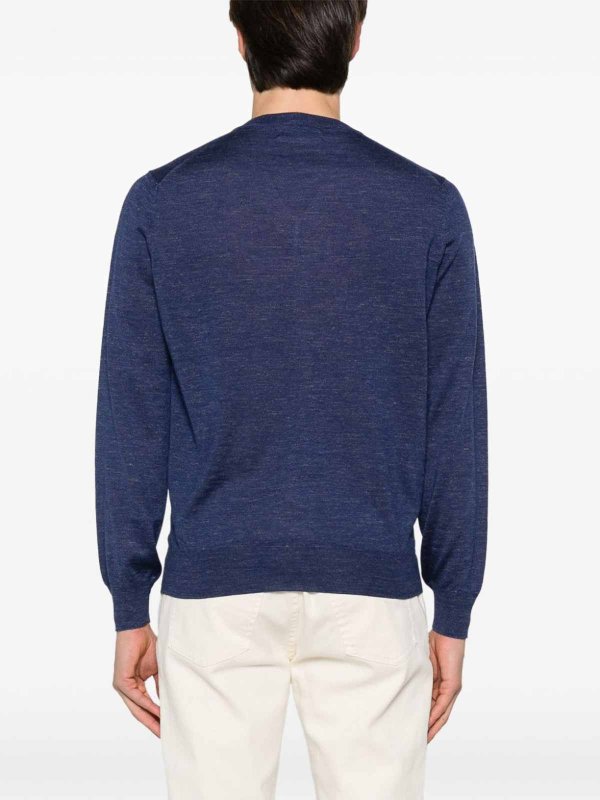 Pull À Col V - Bleu shop online: BRUNELLO CUCINELLI