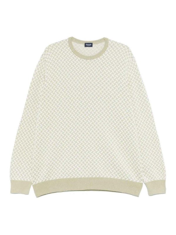 DRUMOHR: Strickpullover mit Rundhalsausschnitt - Rundhalspullover - Grün