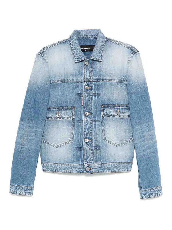 DSQUARED2: Vestes en denim - Veste En Jean - Bleu Foncé