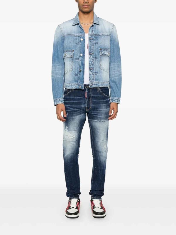 DSQUARED2: Vestes en denim online - Veste En Jean - Bleu Foncé