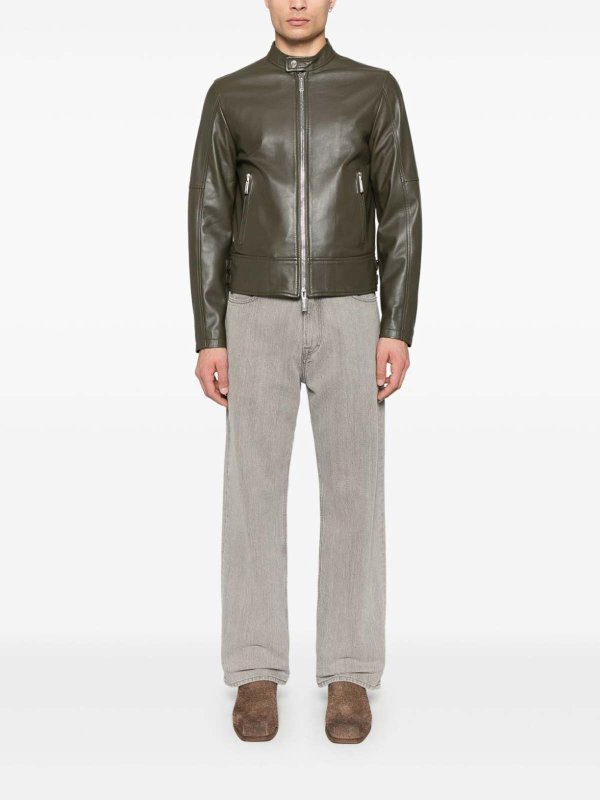 DSQUARED2: leather jacket online - Leather Biker Jacket