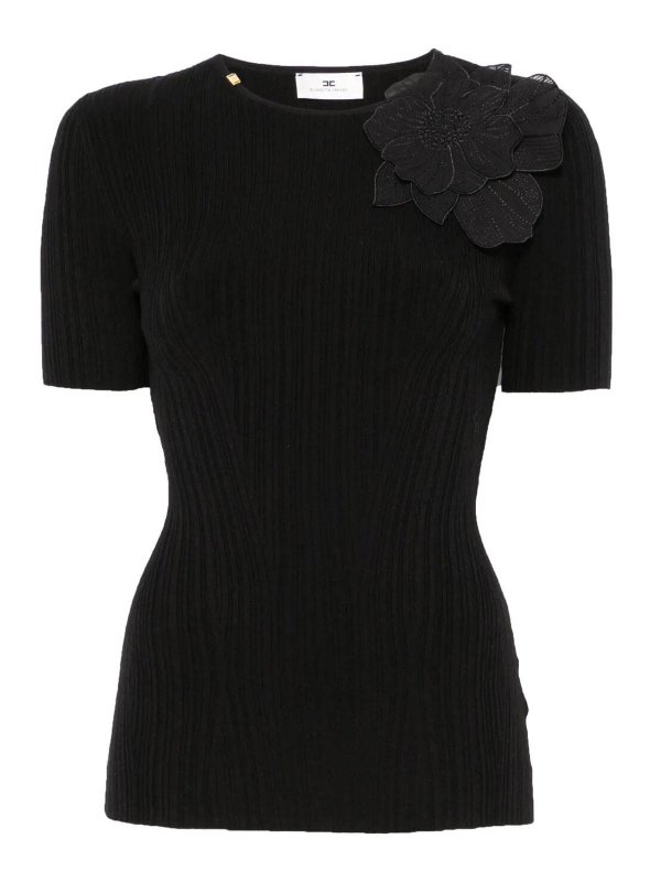 ELISABETTA FRANCHI: Tops y camisetas sin mangas - Top - Negro