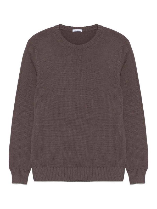 MALO: Strickpullover mit Rundhalsausschnitt - Rundhalspullover - Braun