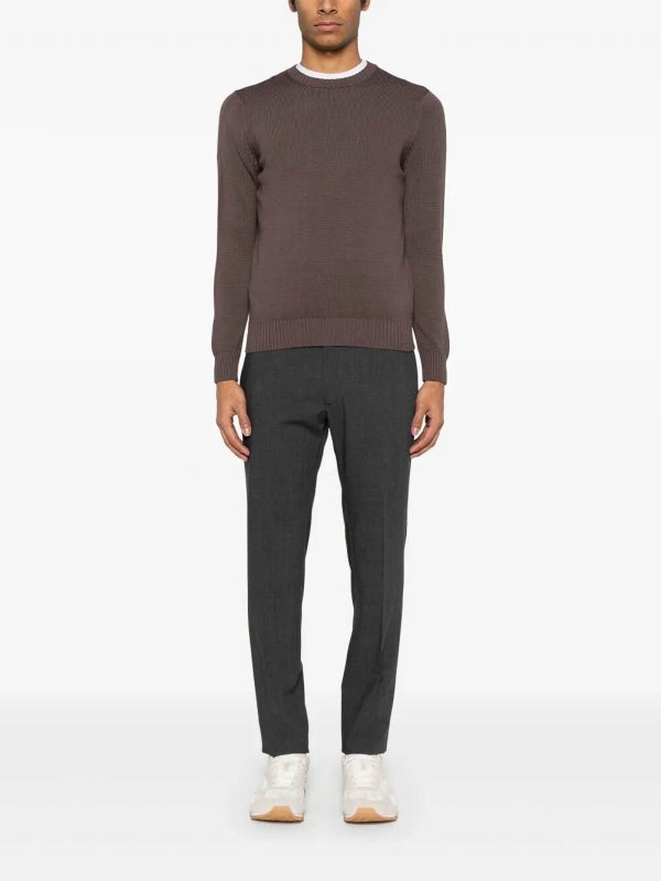 MALO: Strickpullover mit Rundhalsausschnitt online - Rundhalspullover - Braun