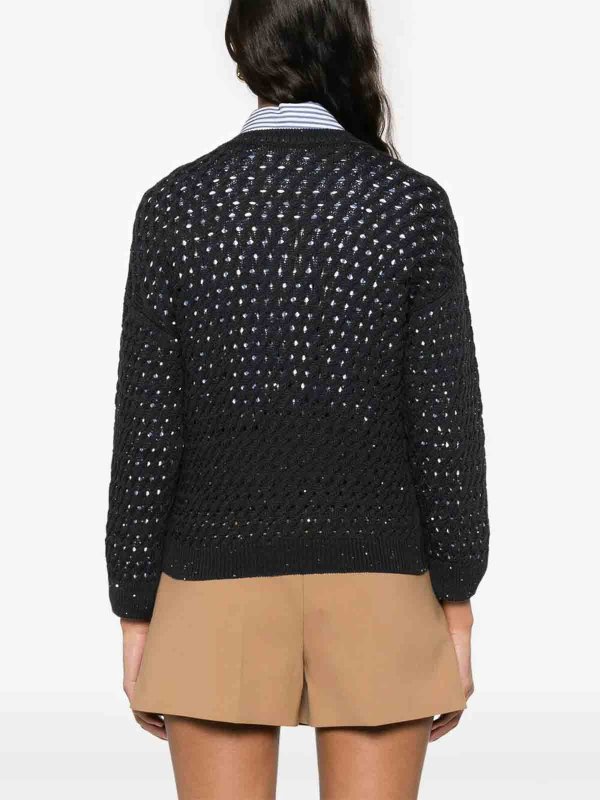 The Best Shops PESERICO: Strickpullover mit Rundhalsausschnitt - Rundhalspullover - Blau