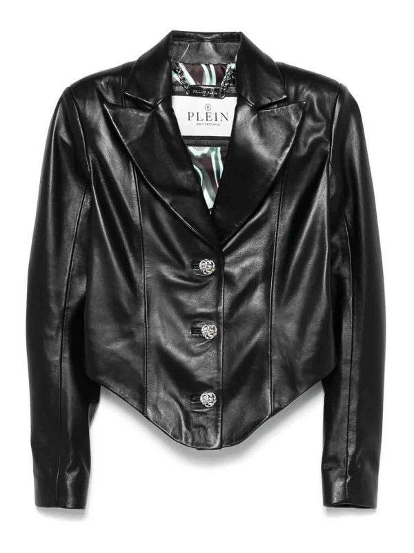 PHILIPP PLEIN: レザージャケット - レザージャケット - 黒